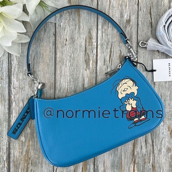 Coach X Peanuts Leather Teri Shoulder Bag With Linus Crossbody Purse - Picture 5 of 13
